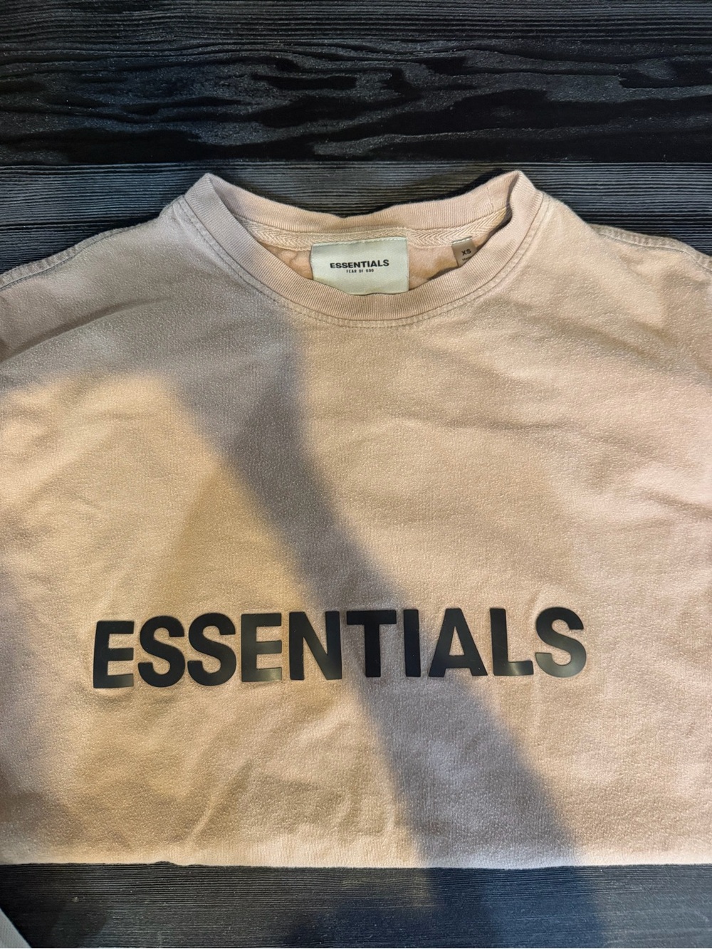 Essentials Taupe Crewneck Sweatshirt with Black Logo Patch